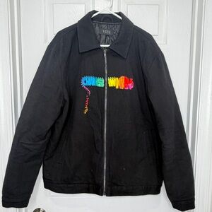 VEES - Black Jacket with Colorful Embroidery- XL
